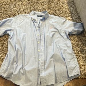 Ralph Lauren, short sleeve button down shirt, baby blue plaid
